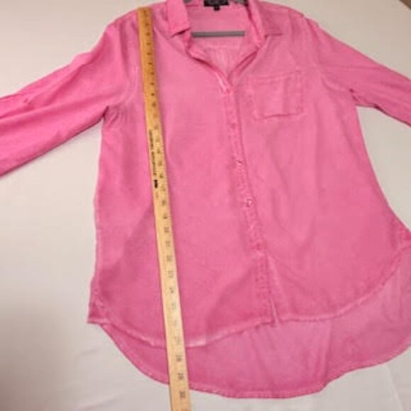 Velvet Heart Hot Pink Button Down Long Sleeve Blouse Shirt Size Large - Picture 6 of 11
